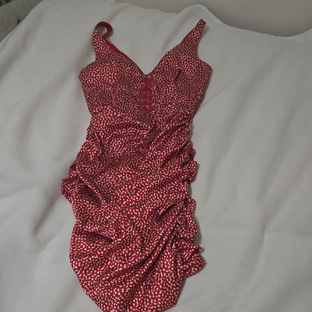 Oh Polly Red Polka Dot Mini Dress
